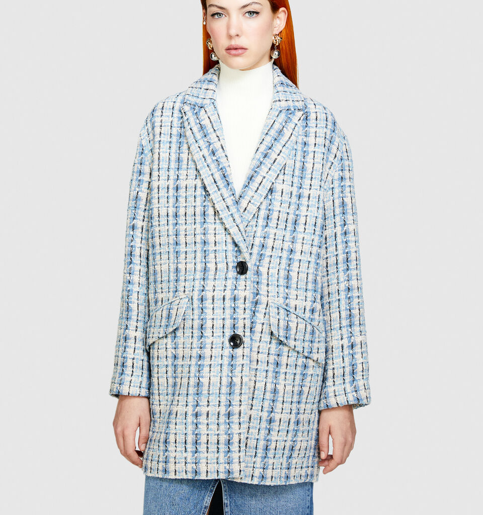 Yarn dyed bouclè jacket - women's jackets - Light Blue | Sisley image number 4